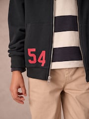 Superdry Navy Zip Through Varsity Hoodie - Image 4 of 11