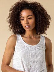 Roman White Lace Overlay Hanky Hem Vest Top - Image 4 of 4