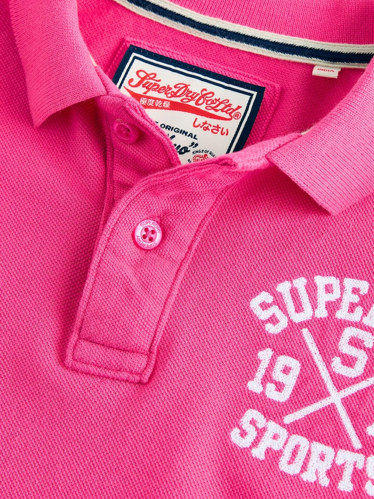 Superdry Pink Embroidered Polo Shirt - Image 10 of 11