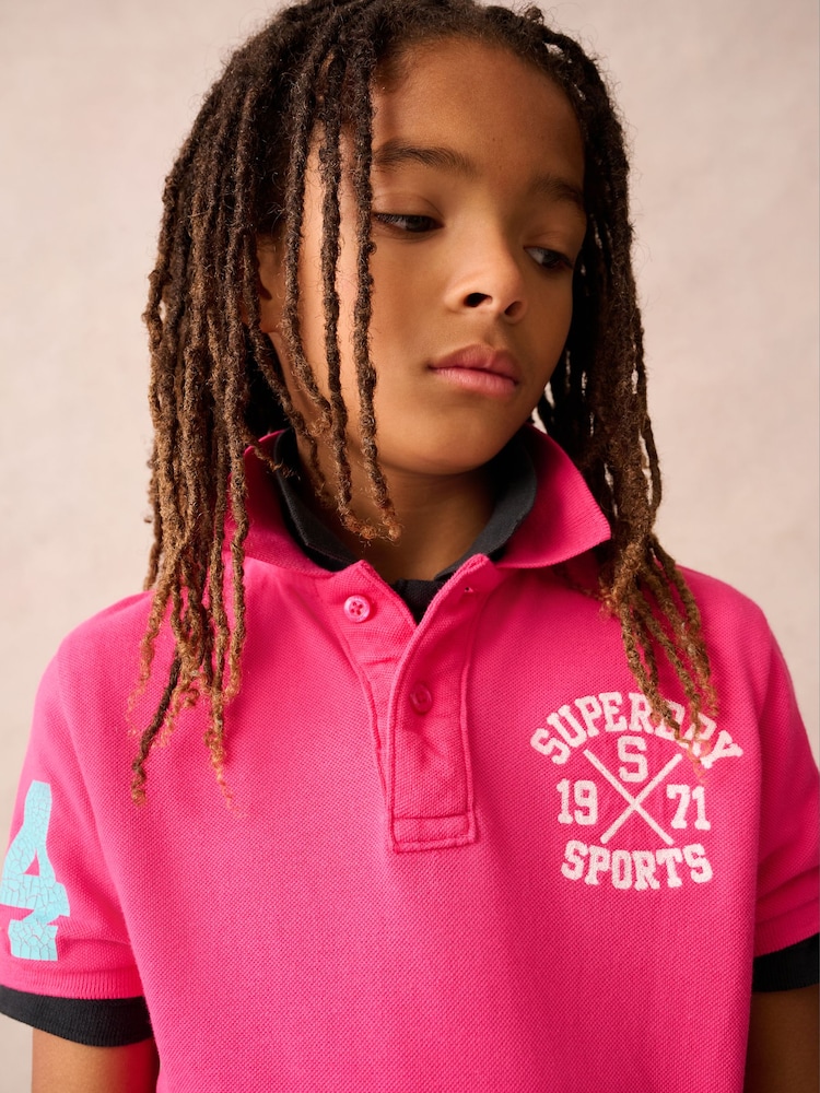 Superdry Pink Embroidered Polo Shirt - Image 4 of 11