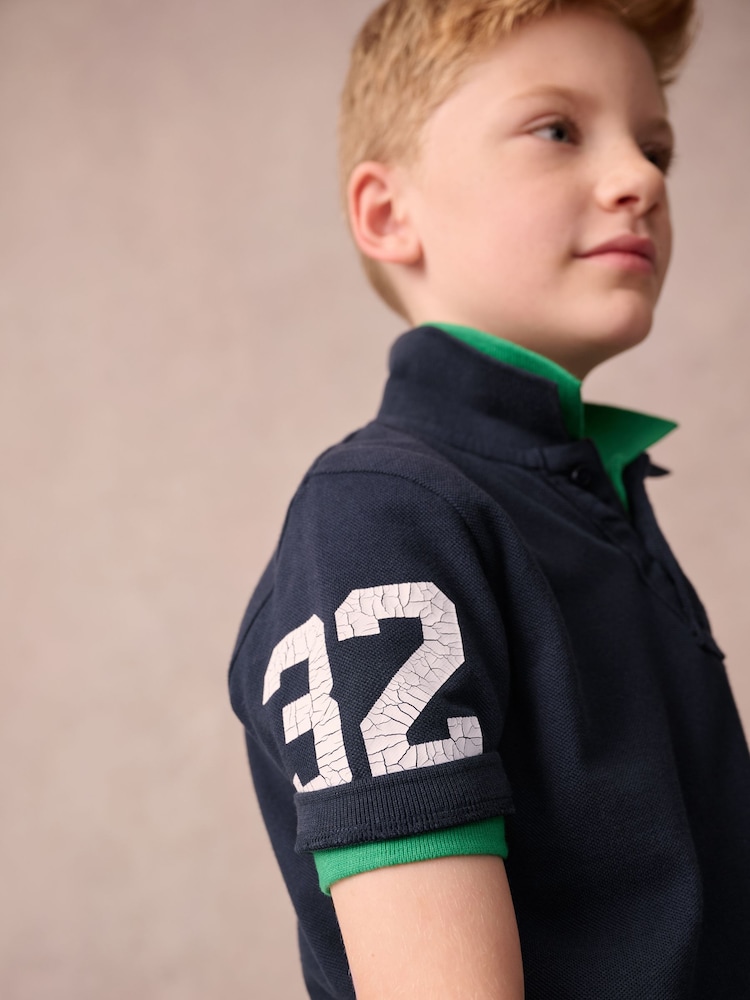 Superdry Navy Embroidered Polo Shirt - Image 4 of 7