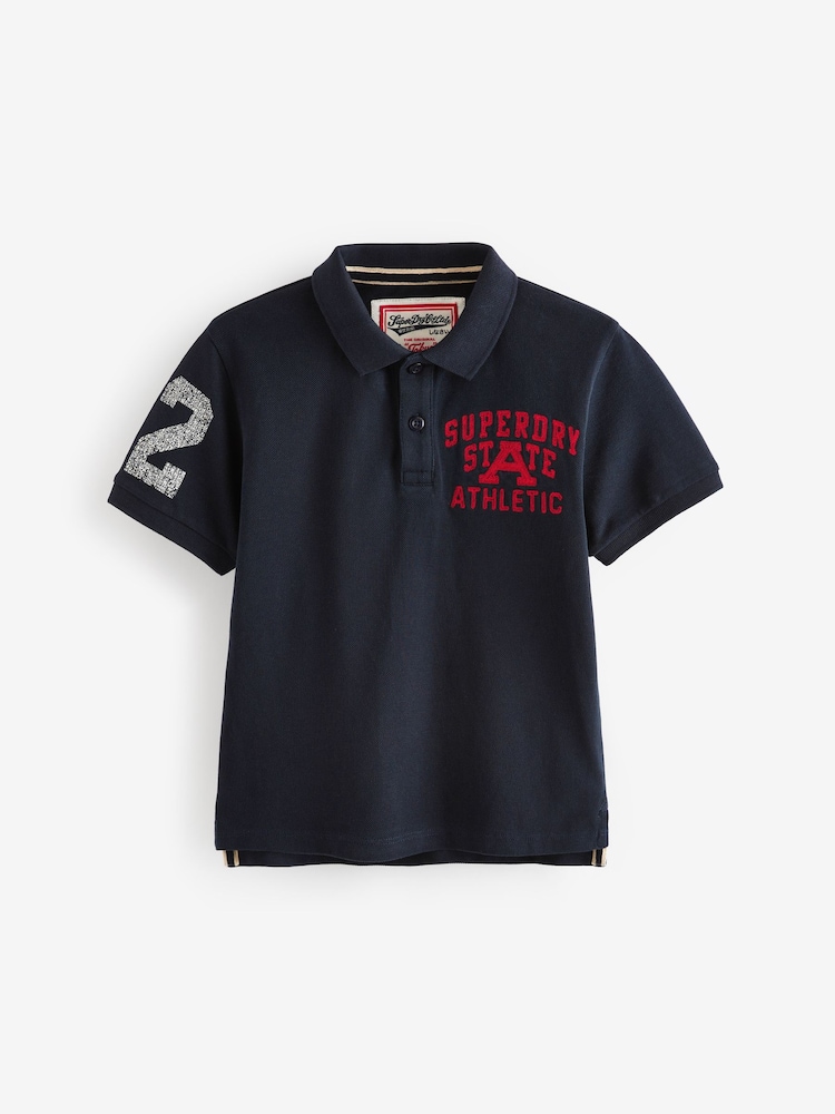 Superdry Navy Embroidered Polo Shirt - Image 5 of 7