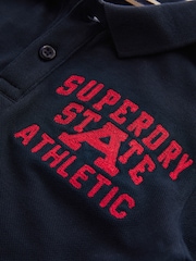 Superdry Navy Embroidered Polo Shirt - Image 7 of 7