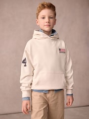 Superdry Cream Classic Flag Hoodie - Image 1 of 8