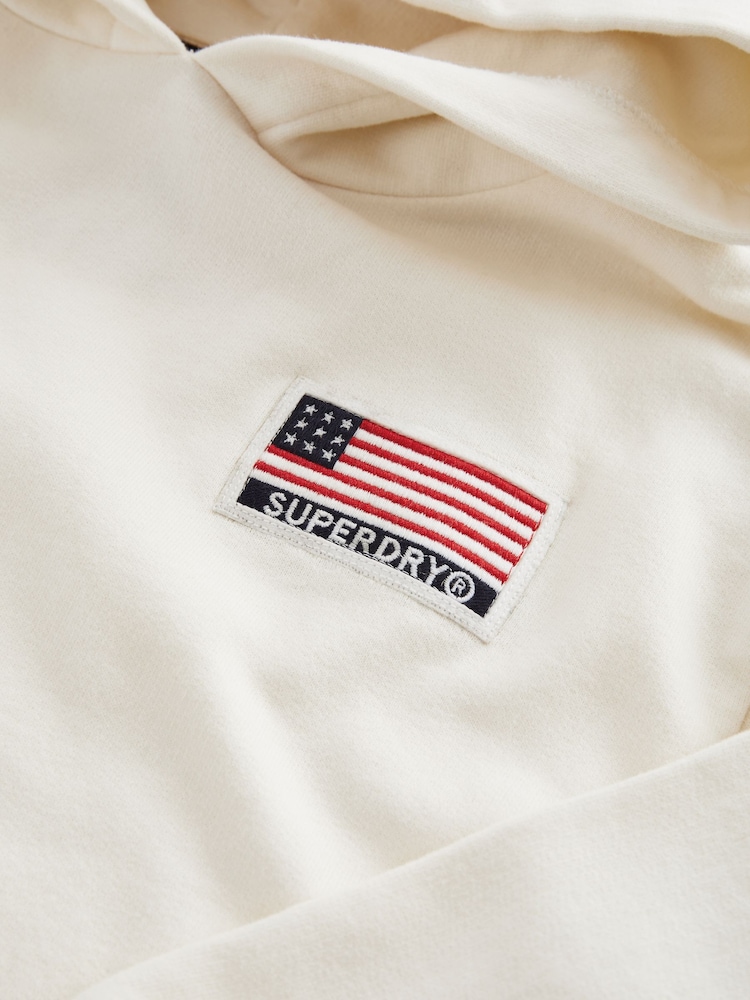 Superdry Cream Classic Flag Hoodie - Image 8 of 8