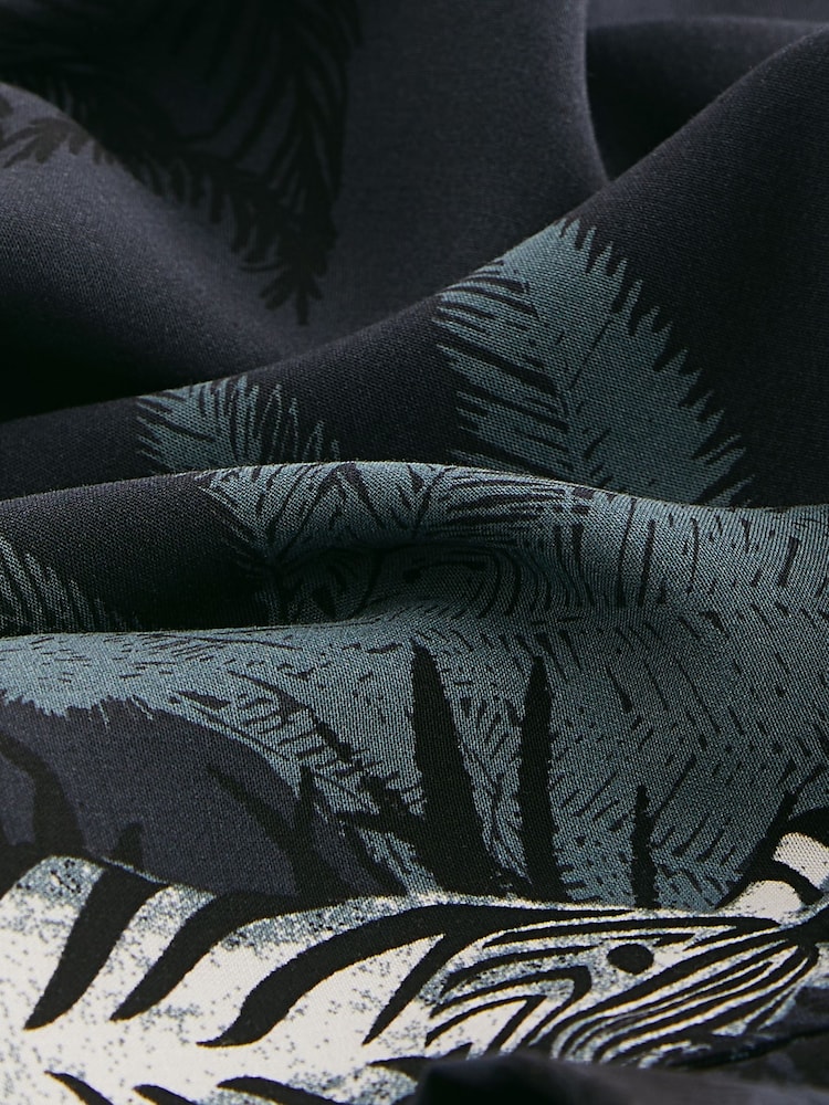 Charcoal Grey Zebra Button Through Short Set Pyjamas - Image 10 of 10