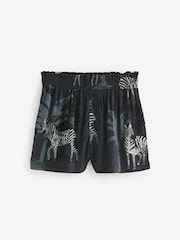 Charcoal Grey Zebra Button Through Short Set Pyjamas - Image 9 of 10