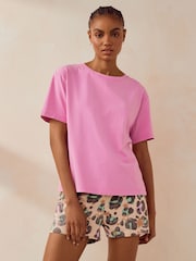 Pink Animal 100% Cotton Short Pyjamas Set - Image 1 of 7