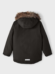 Name It Black Zip Up Faux Fur Parka Jacket - Image 2 of 5