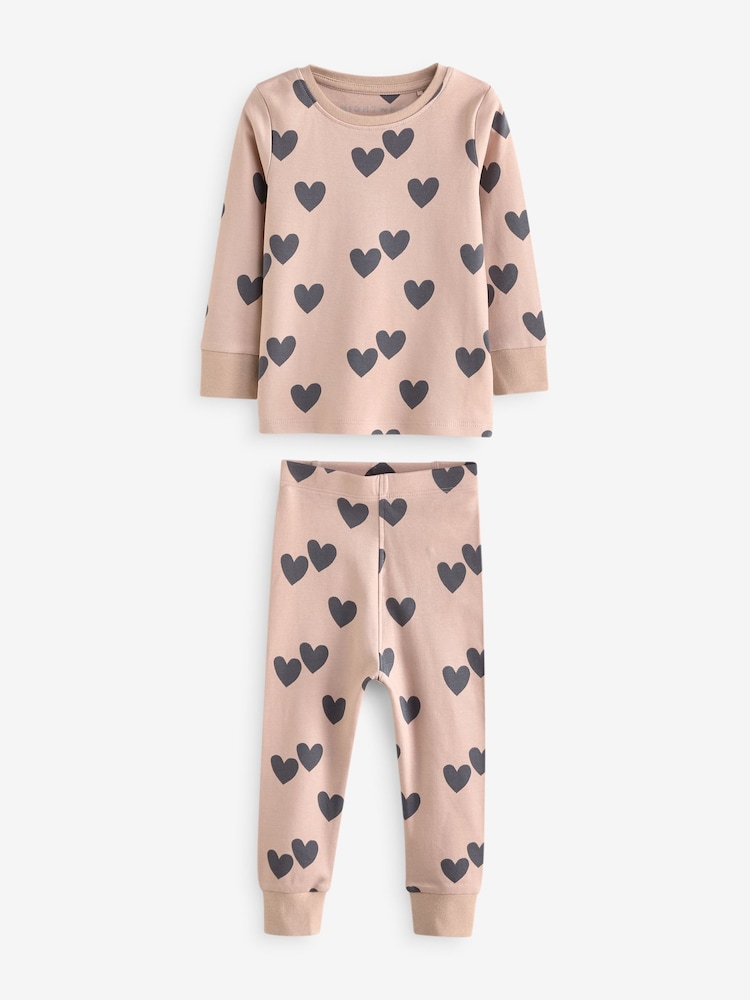Neutral/ Pink Heart Stampy Pyjamas 3 Pack (9mths-16yrs) - Image 6 of 13