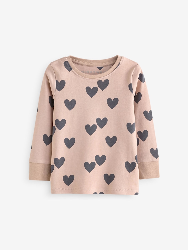 Neutral/ Pink Heart Stampy Pyjamas 3 Pack (9mths-16yrs) - Image 9 of 13