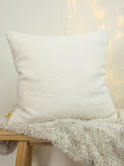 Furn Cream Malham Shearling Fleece Square Feather Filled Cushion - Image 2 of 5