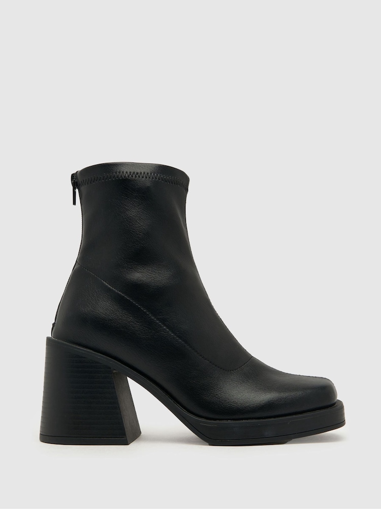 Schuh Brielle Platform Stretch Black Boots - Image 1 of 4