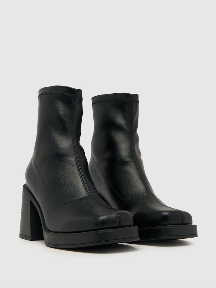 Schuh Brielle Platform Stretch Black Boots - Image 2 of 4
