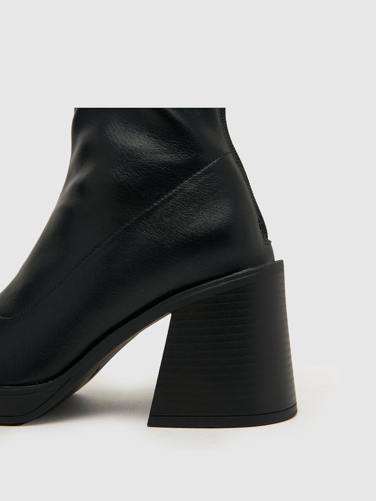 Schuh Brielle Platform Stretch Black Boots - Image 4 of 4