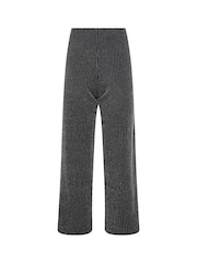 PixieGirl Petite Black Glitter Pinstripe Wide Leg Trousers - Image 4 of 5