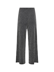 PixieGirl Petite Black Glitter Pinstripe Wide Leg Trousers - Image 5 of 5