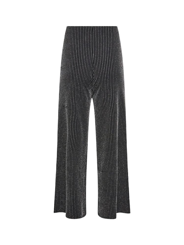 PixieGirl Petite Black Glitter Pinstripe Wide Leg Trousers - Image 5 of 5