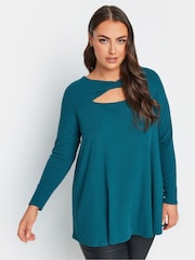 Yours Curve Blue Twist Front Rib Swing Top - Image 1 of 5