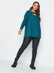 Yours Curve Blue Twist Front Rib Swing Top - Image 2 of 5