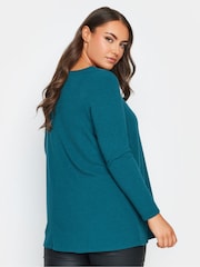 Yours Curve Blue Twist Front Rib Swing Top - Image 3 of 5