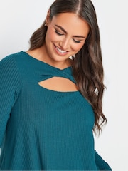 Yours Curve Blue Twist Front Rib Swing Top - Image 4 of 5