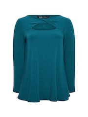 Yours Curve Blue Twist Front Rib Swing Top - Image 5 of 5