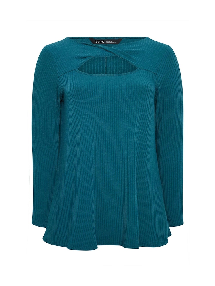 Yours Curve Blue Twist Front Rib Swing Top - Image 5 of 5