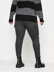 Yours Curve Grey Cargo Grace Jeggings - Image 3 of 4