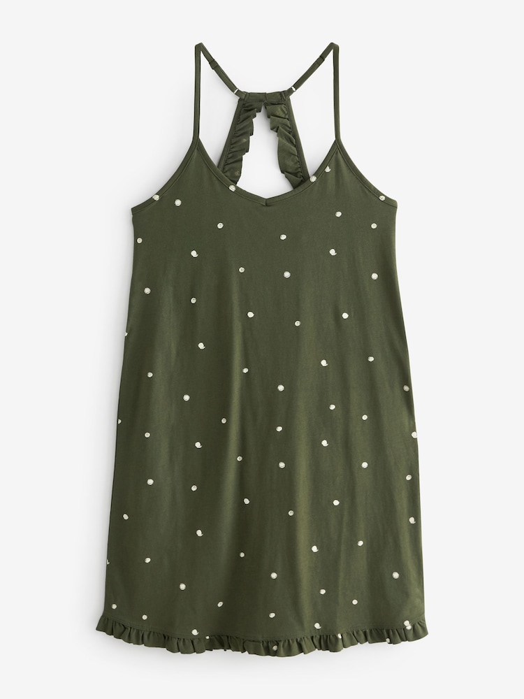 Khaki Spot 100% Cotton Slip Nightie - Image 6 of 7