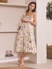 Cream Floral Cotton Frill Nightie - Image 2 of 7