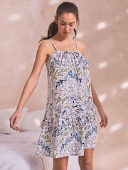 Navy Floral Morris & Co. Floral Slip With Linen - Image 1 of 7