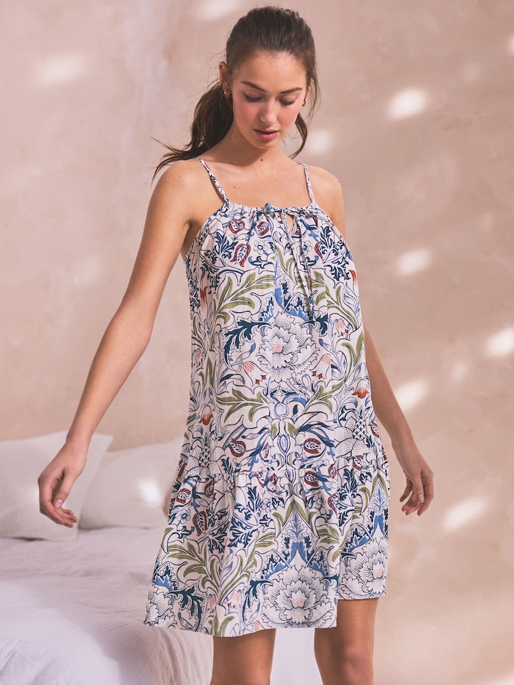 Navy Floral Morris & Co. Floral Slip With Linen - Image 1 of 7