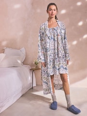 Navy Floral Morris & Co. Floral Slip With Linen - Image 2 of 7