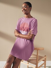 Pink Cotton Graphic Nightie - Image 1 of 7