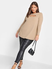 Yours Curve Brown Twist Front Rib Swing Top - Image 2 of 5
