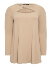 Yours Curve Brown Twist Front Rib Swing Top - Image 5 of 5