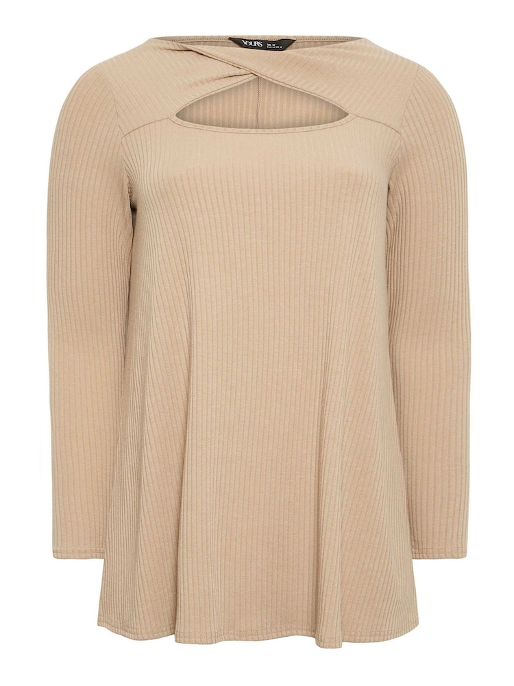 Yours Curve Brown Twist Front Rib Swing Top - Image 5 of 5