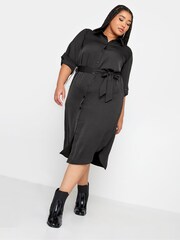 Yours Curve Black Tab 3/4 Sleeve Dress - Image 3 of 4