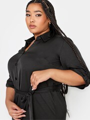 Yours Curve Black Tab 3/4 Sleeve Dress - Image 4 of 4