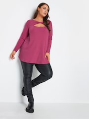 Yours Curve Pink Twist Front Rib Swing Top - Image 2 of 5