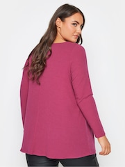 Yours Curve Pink Twist Front Rib Swing Top - Image 3 of 5