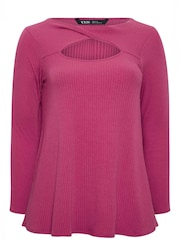 Yours Curve Pink Twist Front Rib Swing Top - Image 5 of 5