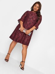 Yours Curve Red Sweetheart Lace Swing Dress - Image 3 of 4
