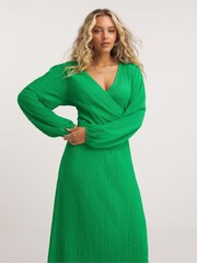 Simply Be Green Popcorn Wrap Midi Dress - Image 3 of 4