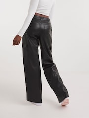 Simply Be Black PU Cargo Trousers - Image 2 of 4