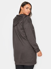 Yours Curve Grey Longline Zip Through Hoodie - Image 3 of 4