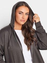 Yours Curve Grey Longline Zip Through Hoodie - Image 4 of 4