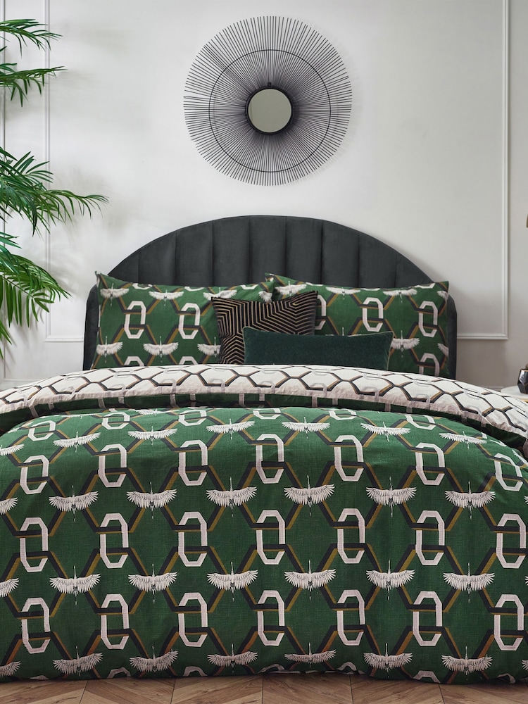 Furn Green Avalon Geometric Reversible Duvet Cover Set - Image 1 of 4