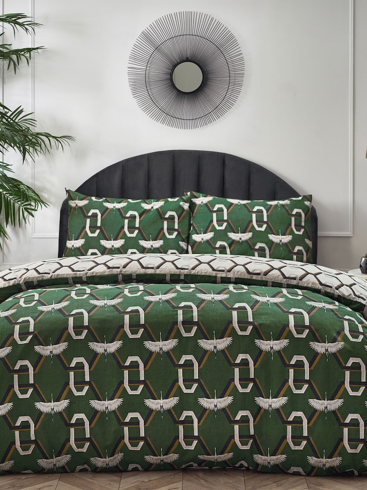 Furn Green Avalon Geometric Reversible Duvet Cover Set - Image 2 of 4 Furn Green Avalon Geometric Reversible Duvet Cover Set - Image 2 of 4